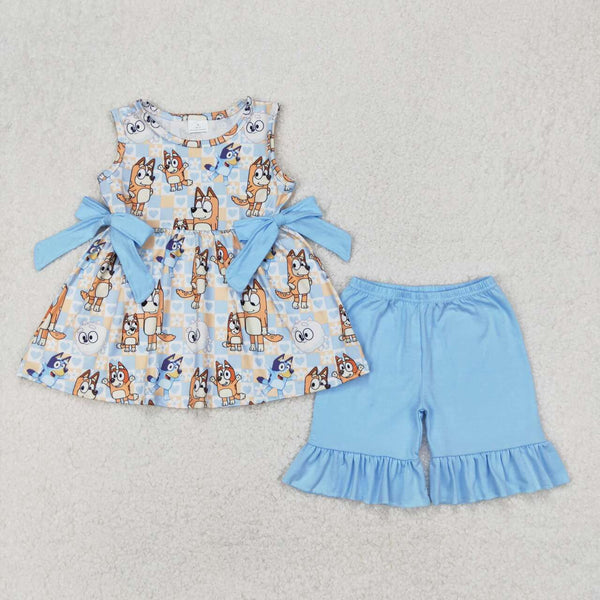 GSSO2223 RTS girl clothes  cartoon dog girl summer set