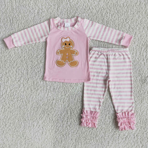 6 A7-26 sleepwear boy blue stripe winter cartoon embroidery pajama sets