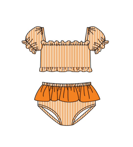 Produce order MOQ 5pcs each design state orange kids summer matching swim wear