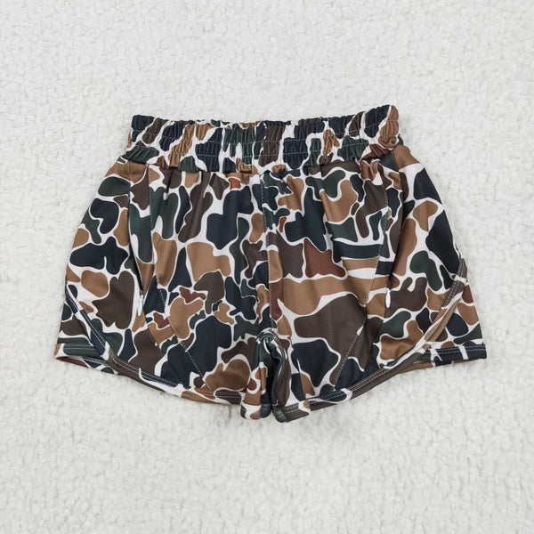 SS0465 RTS girl clothes black leopard print girl summer yoga shorts