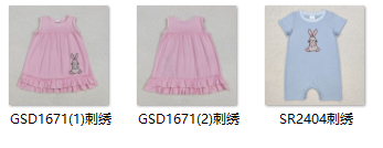 RTS kids summer matching clothes easter bunny embroidery girl summer clothes