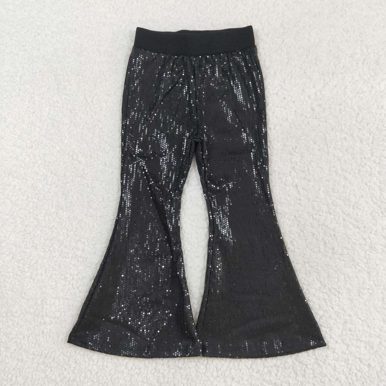 P0495 RTS baby girl clothes black sequin pant girl bell bottom pant