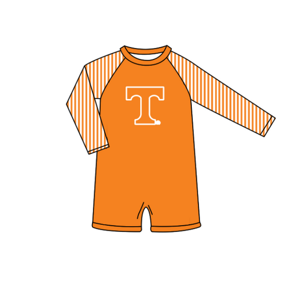 Produce order MOQ 5pcs each design state orange kids summer matching swim wear