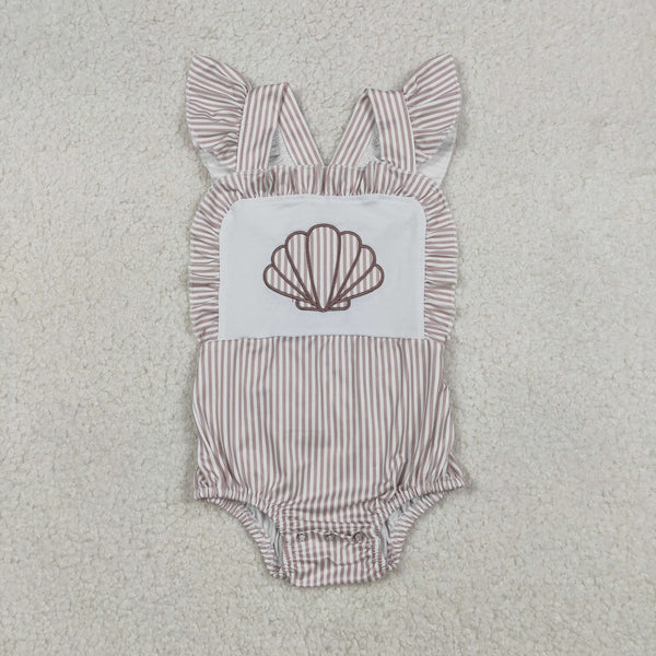 RTS kids matching clothing embroidery shell print clothing baby summer clothing-2025.12.24