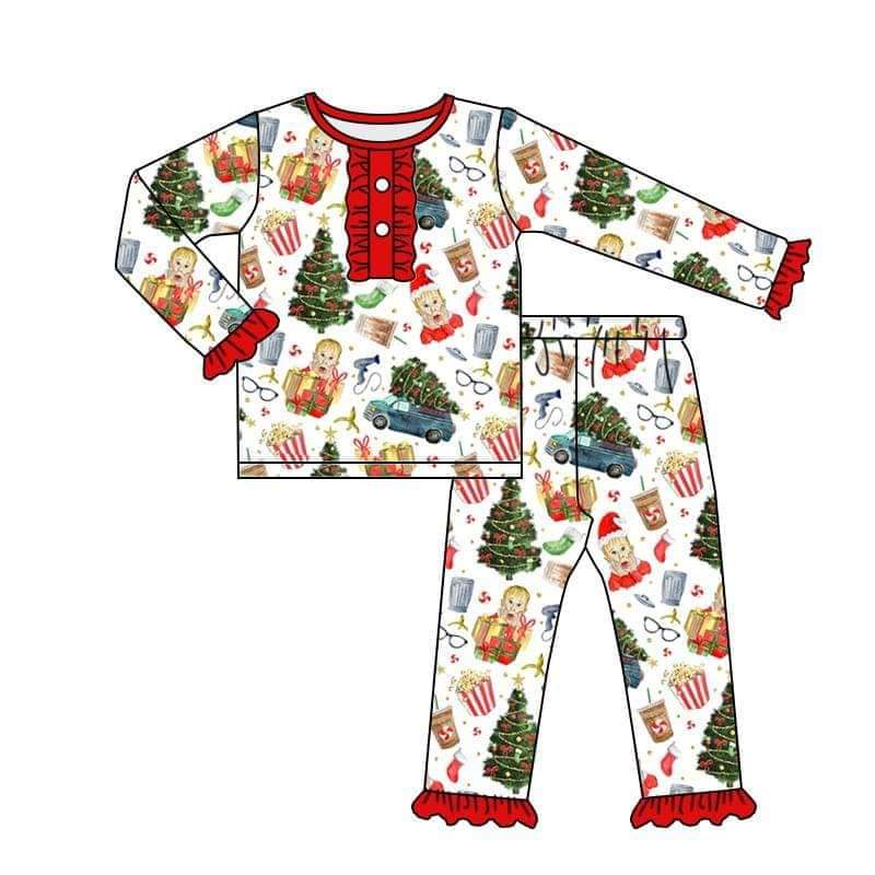 Custom order MOQ:5pcs each design girl winter pajamas set 1