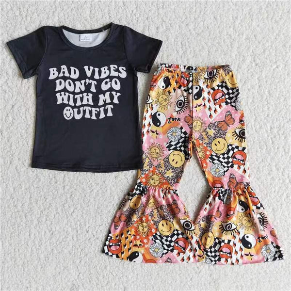 E7-1  girl clothes black bad vives short sleeve fall spring set headwears-promotion 2024.3.2 $5.5