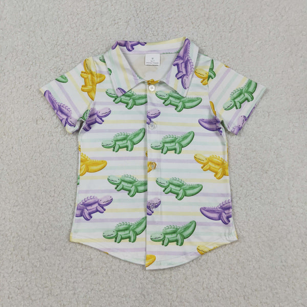 BT1393 RTS boy summer clothes dinosaur mardi gras clothes boy summer tshirt