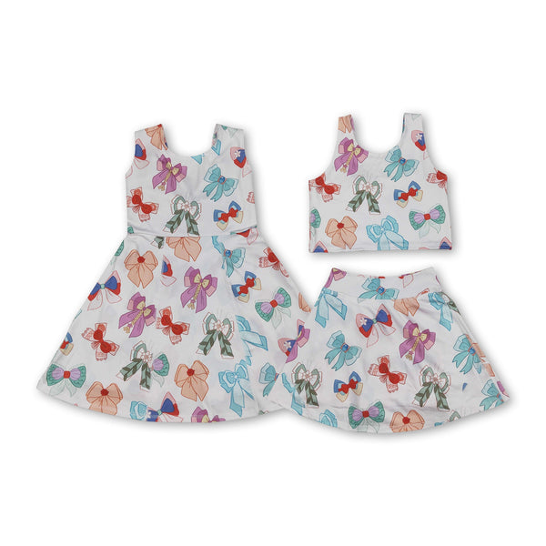 RTS toddler clothes matching clothing bows kids summer yoga clothing
