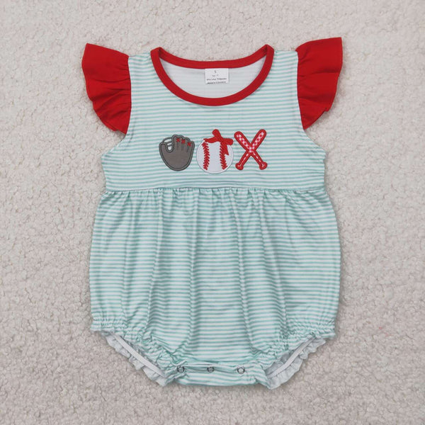 SR2892 RTS baby girl clothes baseball toddler girl summer embroidery bubble