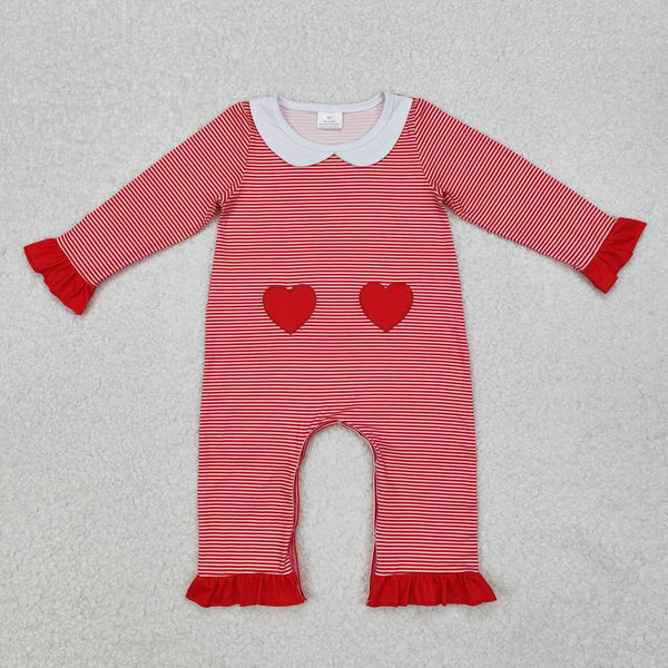 LR2113 RTS baby girl clothes love girl valentines day romper embroidery