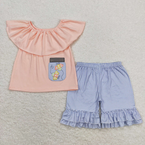 GSSO0682 RTS baby girl clothes butterfly embroidery toddler girl summer outfit