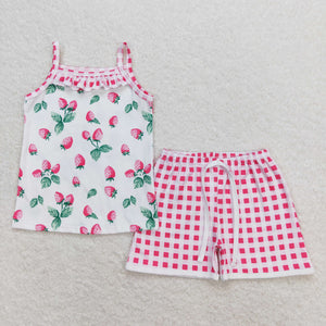 GSSO0866 RTS baby girl clothes strawberry toddler girl summer outfits