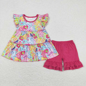 GSSO0608 RTS baby girl clothes ice cream cartoon girl summer outfit