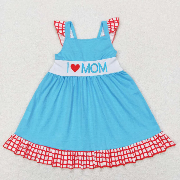 RTS Matching clothes embroidery i love mom print clothing girl summer clothing-2026.4.18
