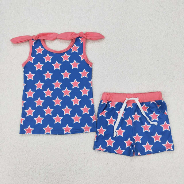 GSSO2151 RTS toddler girl clothes star girl summer set