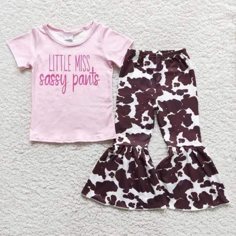 D10-1 girl pink sassy pants short sleeve spring fall set-promotion 2024.7.20 $2.99