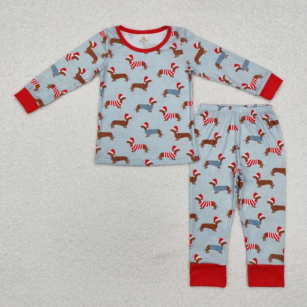 BLP0515 RTS toddler boy clothes tree boy winter christmas pajamas set-bamboo