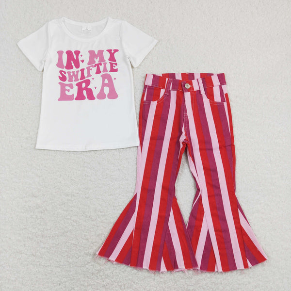 GSPO1249 baby girl clothes girls letter pink bell bottoms outfit toddler valentines day outfit