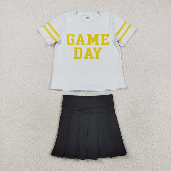 GT1115 RTS girl summer shirt yellow game day yoga girl sports top