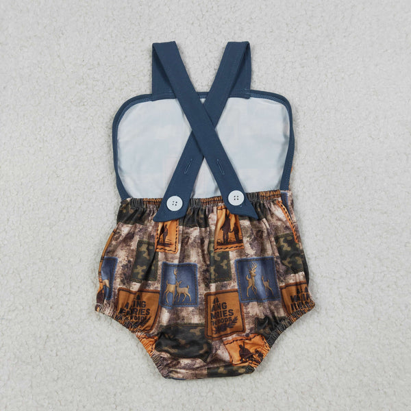 SR3925 RTS baby boy clothes hunting print toddler boy summer bubble western clothes