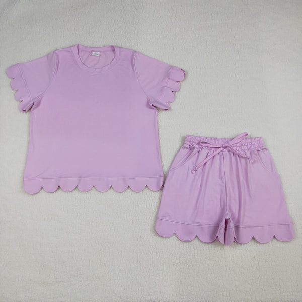 GSSO3201 RTS adult pajamas pink cotton adult women summer set summer shorts set
