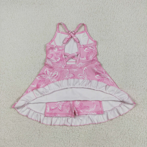 GSD2292 RTS girl clothes butterfly girl summer dress yoga clothes atheletic clothes