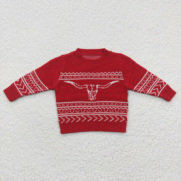 BT0218 baby clothes red cow sweater shirt
