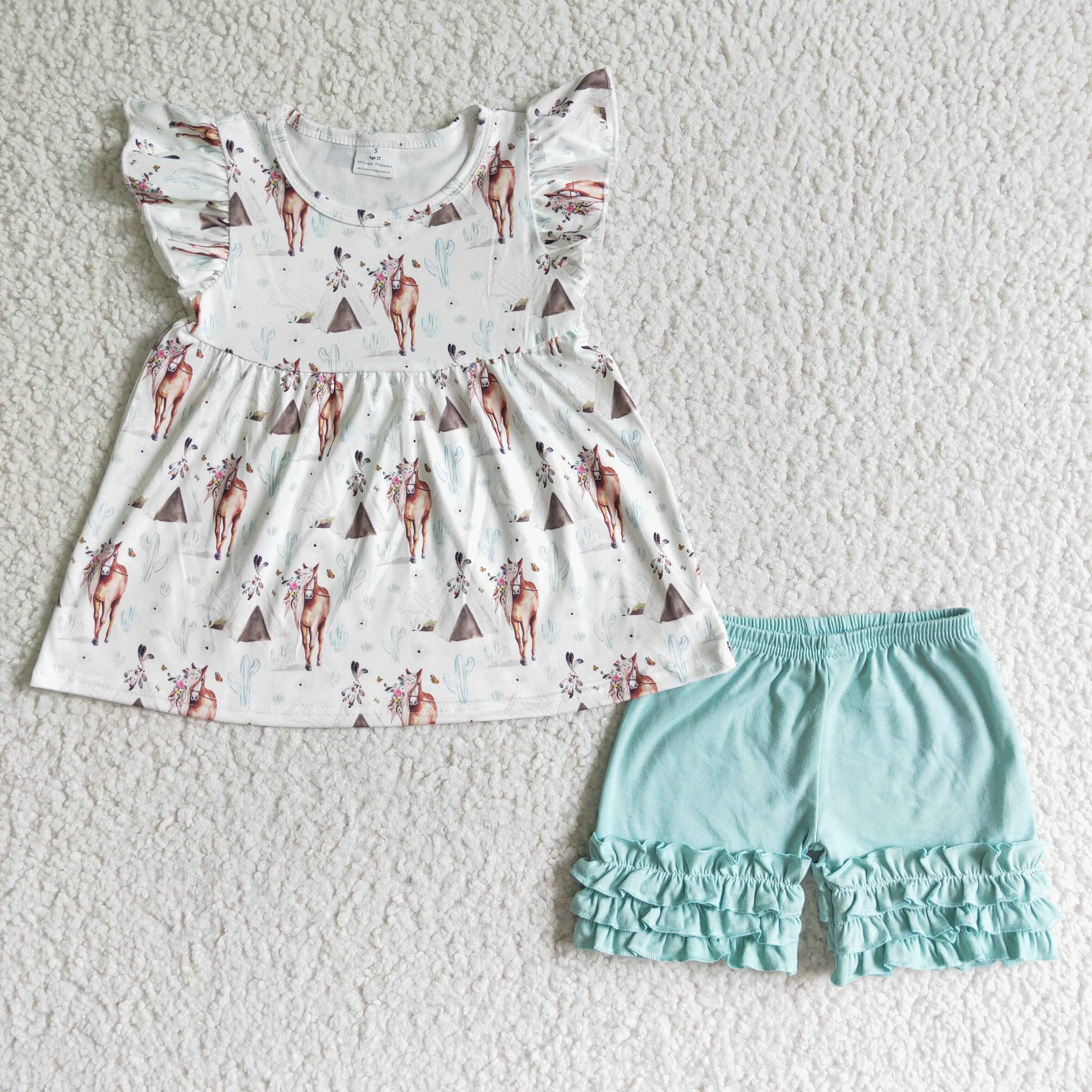 GSSO0111 kids clothing girl deer summer set-promotion 2024.6.22  $5.5