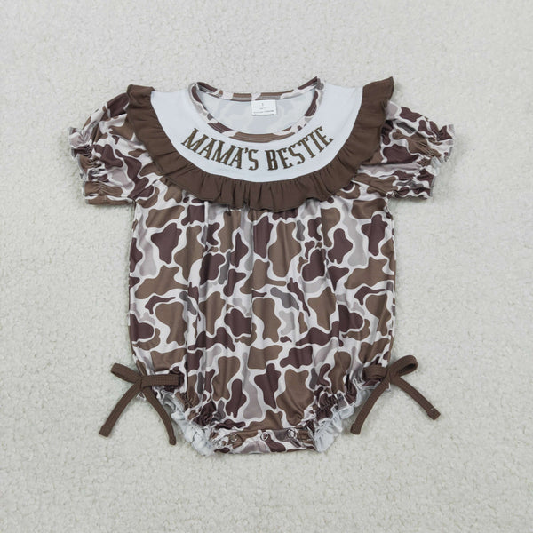 SR3888 RTS baby girl clothes camo mama's besie smock girl summer bubble