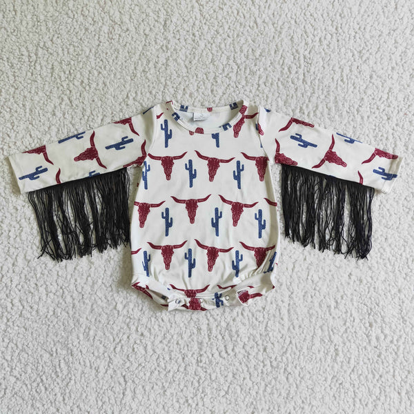 LR0051 baby clothes new born tassel baby romper long sleeve bubble
