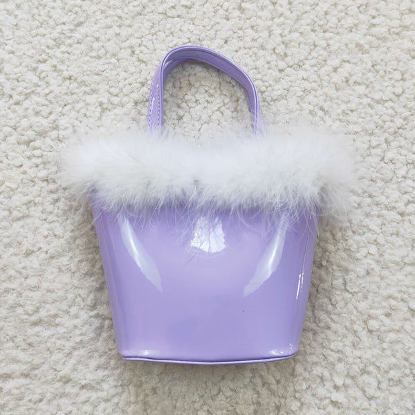 BA0032 purple fur leather bag