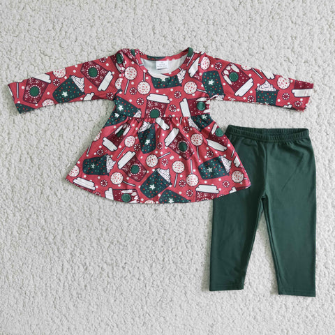 6 A18-29 baby girl clothes green christmas outfits - -promotion 2024.11.23 $2.99