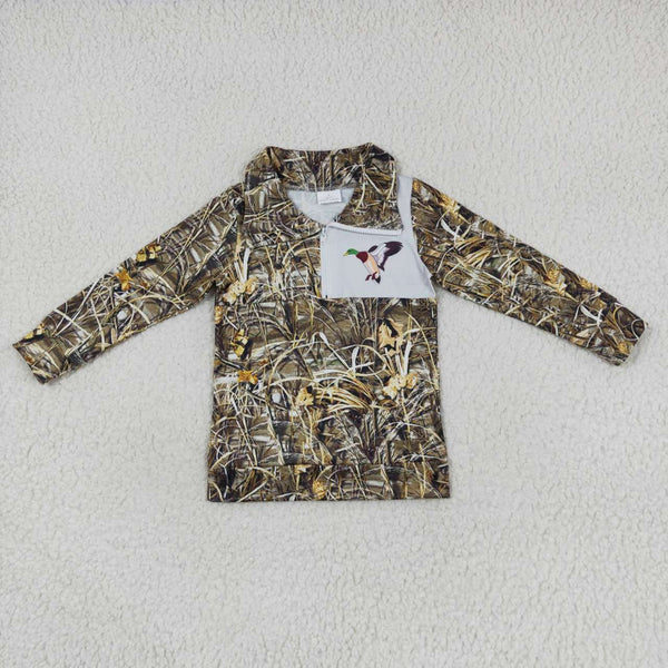 BT0332 RTS toddler boy clothes hunting mallard camo boy winter zipper top