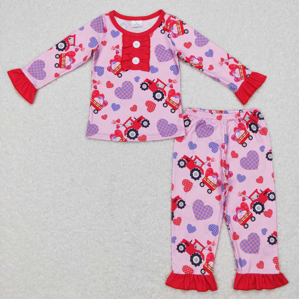GLP0904 baby girl clothes heart tractor girl valentines day outfit