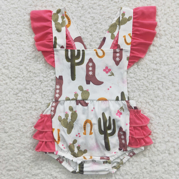 SR0384 baby girl clothes cactus girl summer bubble romper