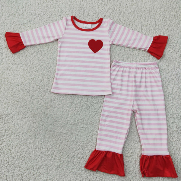 toddler clothes stripe heart embroidery valentines day matching clothing