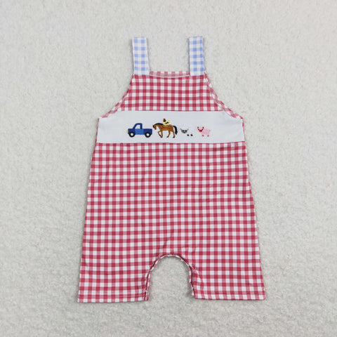 SR0632 baby boy clothes farm embroidery boy summer romper farm clothes