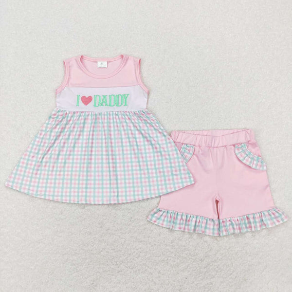 GSSO0441 baby girl clothes I love daddy embroidery father's day outfit girl summer outfits