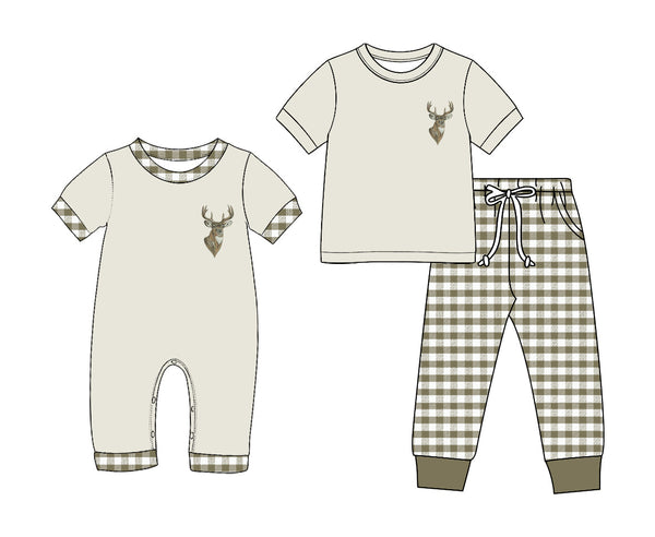 Preorder MOQ 5 pcs Each Style Hunting Deer Plaid Kids Matching Clothes-2026.8.27
