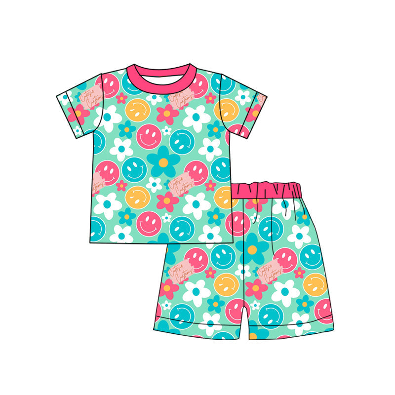 Custom order MOQ 3pcs each design baby  boy clothes smile boy summer pajamas set 2