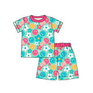 Custom order MOQ 3pcs each design baby  boy clothes smile boy summer pajamas set 2