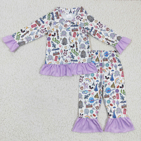 GLP0357 baby girl clothes cartoon pajamas set