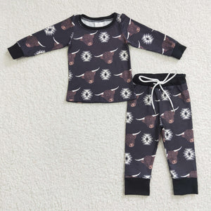 BLP0153 baby boy clothes black cow winter pajamas set-promotion 2024.12.7 $5.5