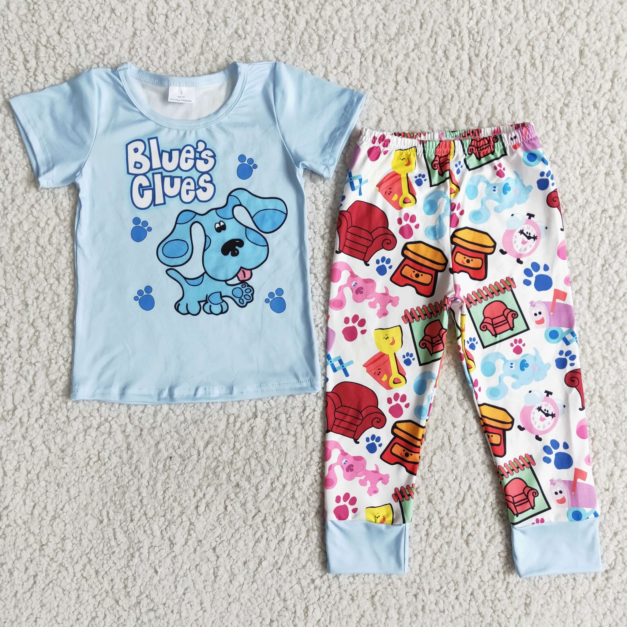 E6-14 boy blue cartoon short sleeve spring fall set-promotion 6.1 $2.99