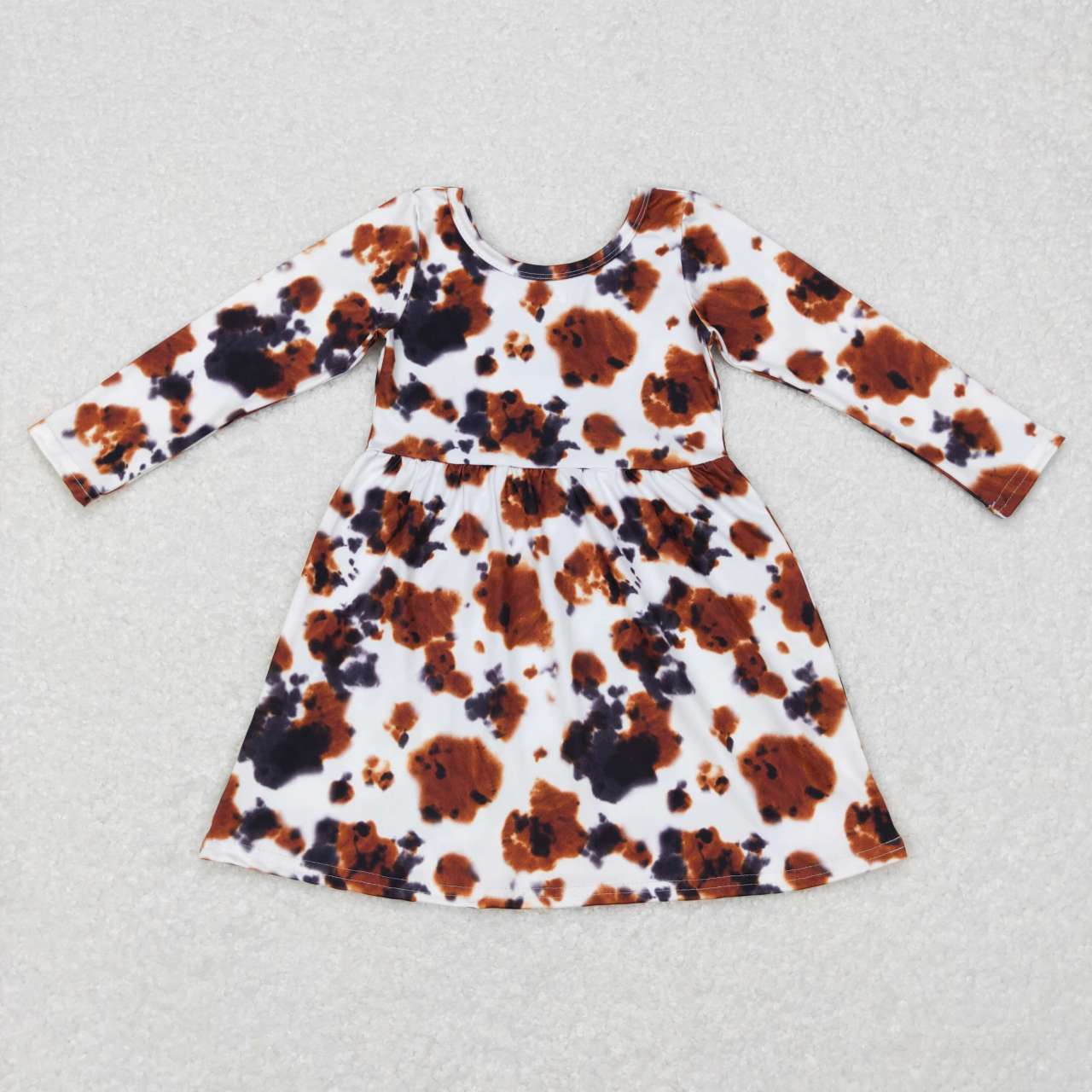 GLD0226 kids clothes girls cow print winter dress