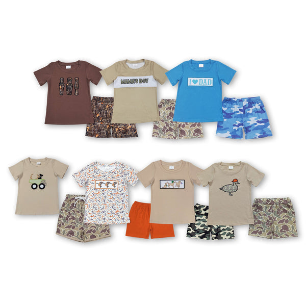 RTS toddler clothes matching clothing embroidery camo print set boys summer clothing-2026.2.28