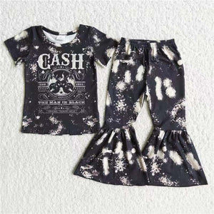 A5-13 girls fall spring black short sleeve set--promotion 2025.3.1 $2.99