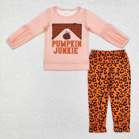 GLP1707 RTS toddler girl clothes pumpkin junkie girl winter set