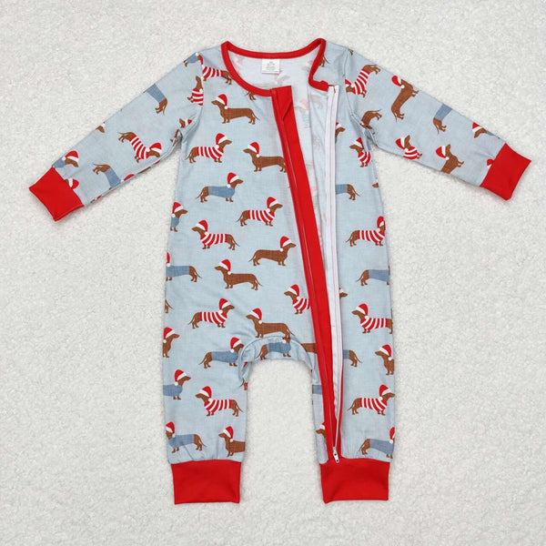 LR1082 RTS baby boy clothes dog toddler boy xmas winter romper christmas romper-bamboo