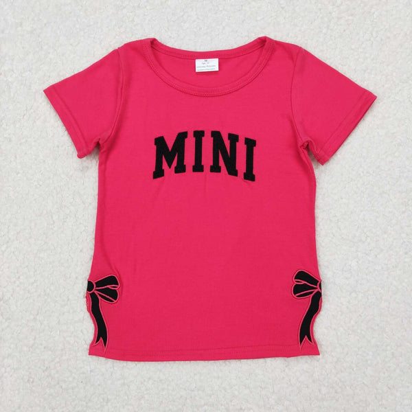GT0917 RTS girl summer tshirt bow mini girl summer clothes top embroidery
